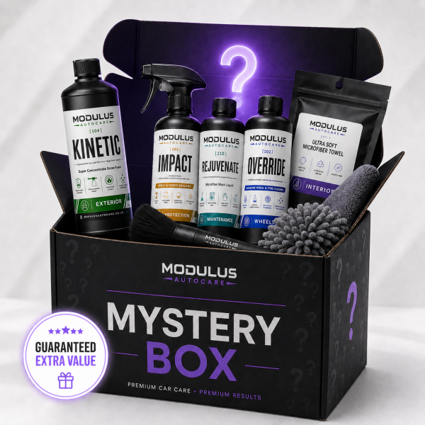 Modulus Autocare Mystery Box with premium detailing products and accessories